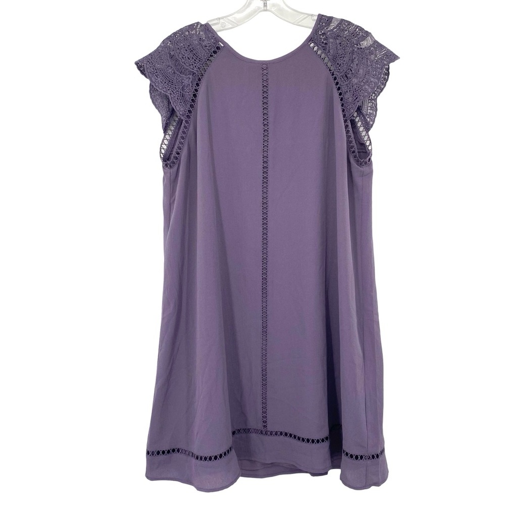 Mi ami Women’s Purple Lace Sleeve Shift Dress Medium